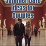 Man and woman walking in the museum