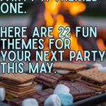 s'mores platter in front of a fire.