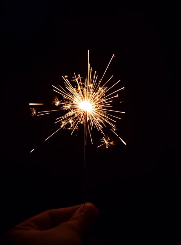 A sparkler at night