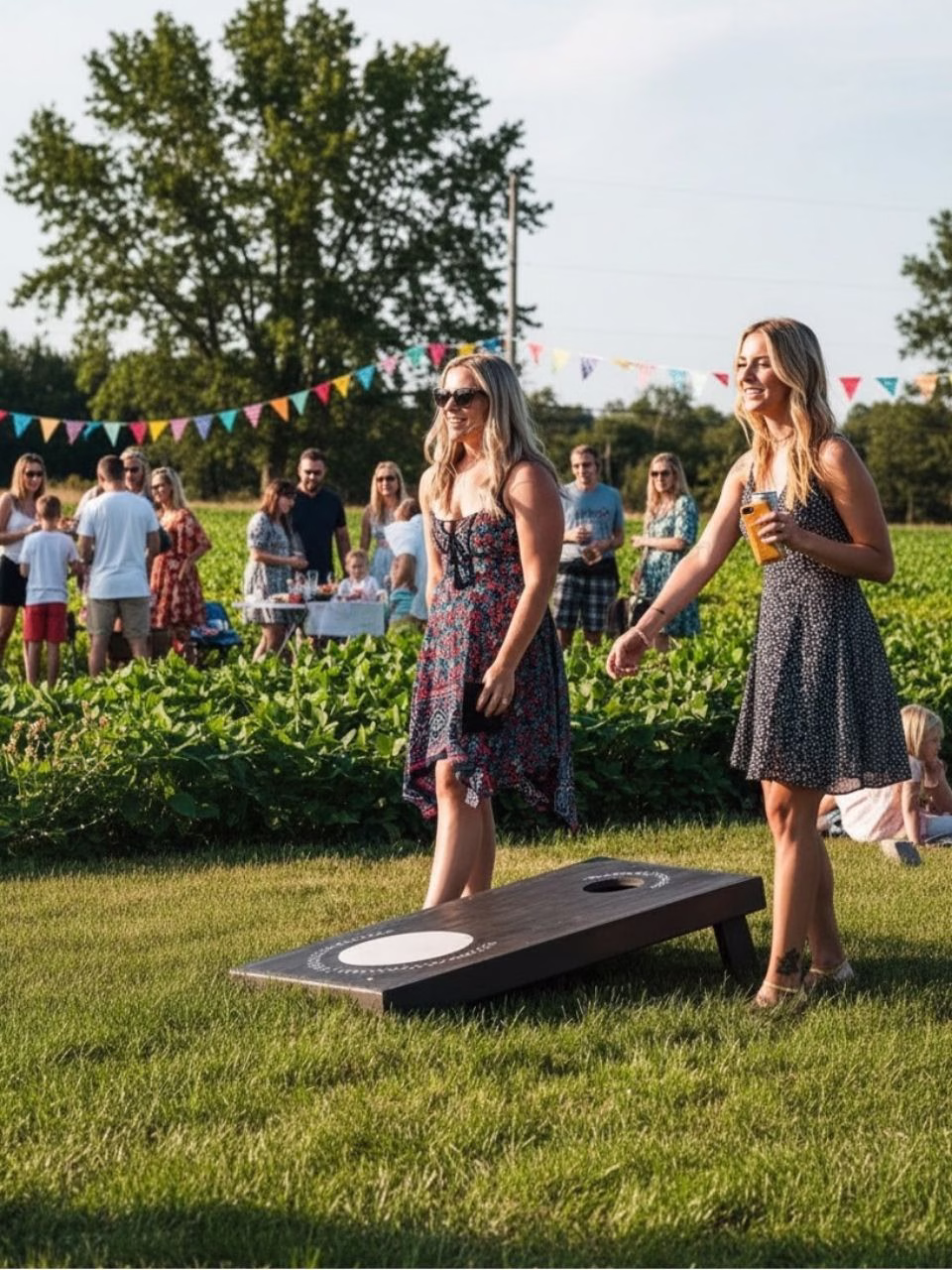 people playing cornhole