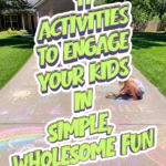chalk drawings all over a driveway