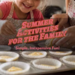 Child and mother putting batter in cupcake tins