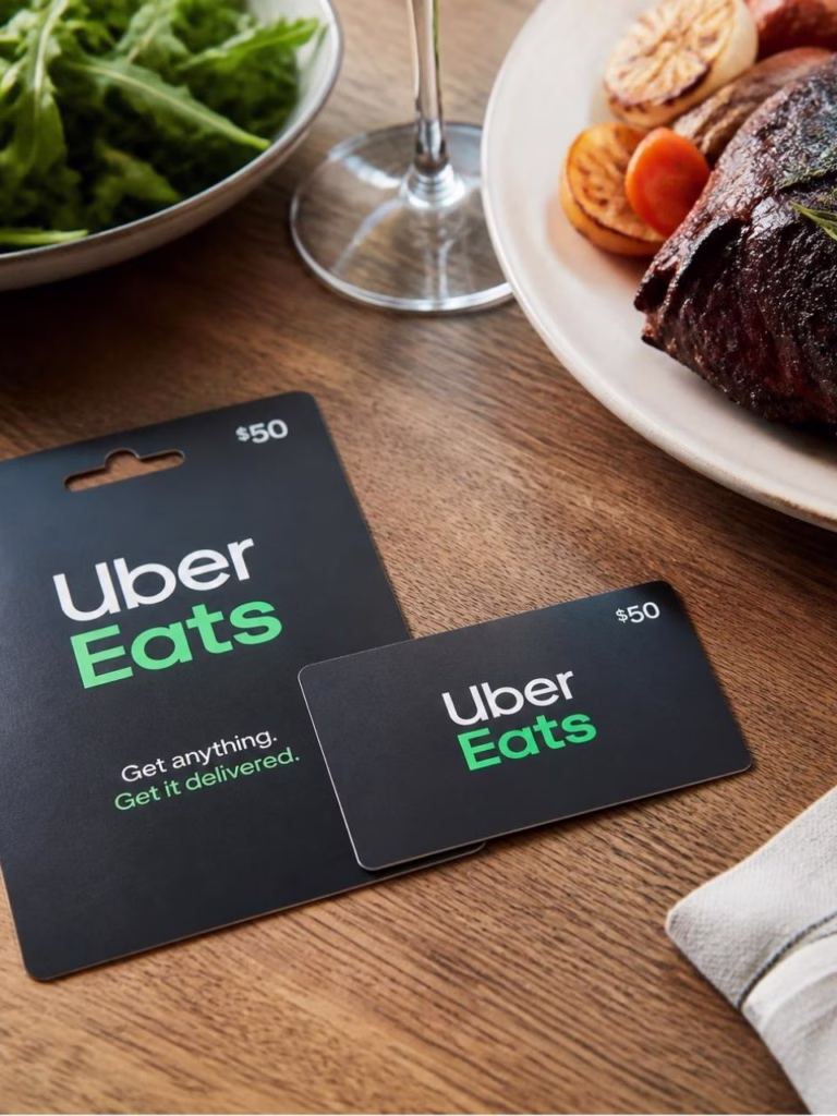 uber eats gift cards sitting on a table