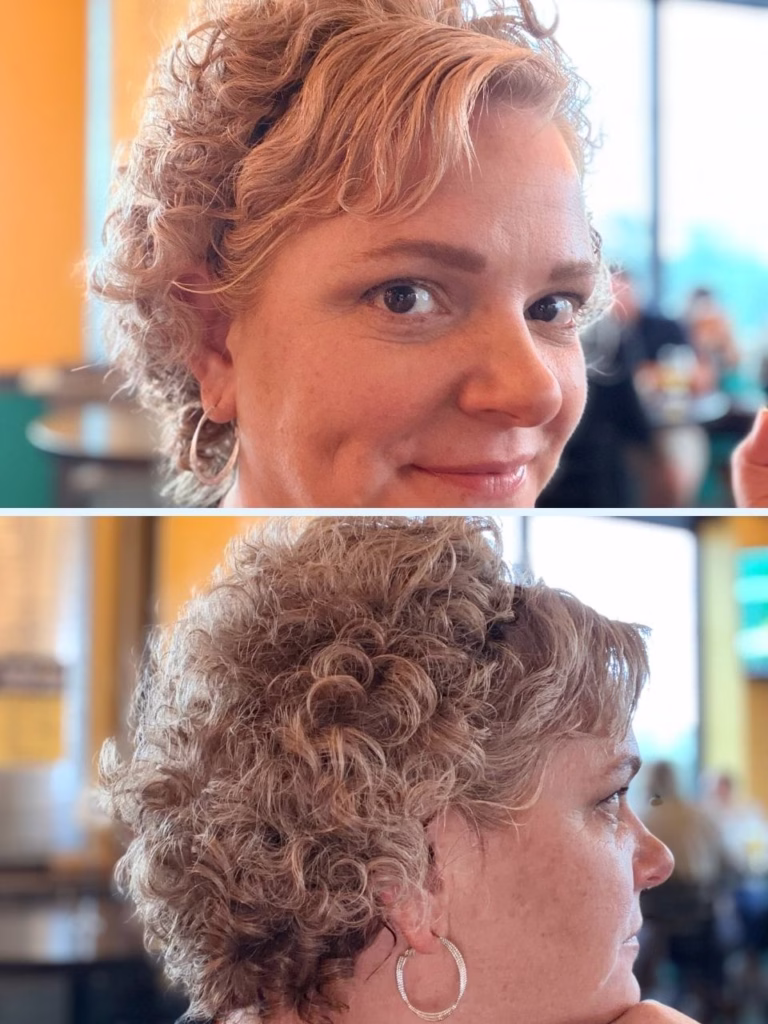 woman with curly hair