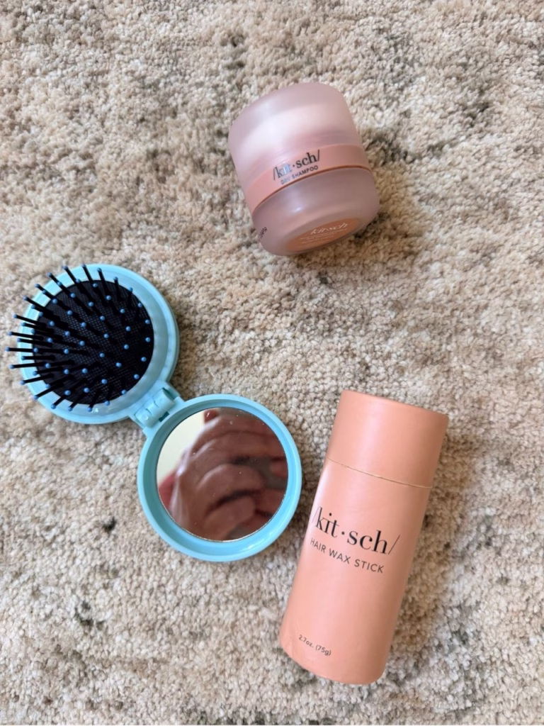 Hair wax, brush, dry shampoo